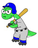 Illustration Brontosaurus Baseball Player Wall Decal