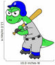 Illustration Brontosaurus Baseball Player Wall Decal