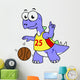 Illustration Stegosaurus Playing Basketball Wall Decal