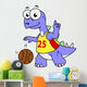 Illustration Stegosaurus Playing Basketball Wall Decal