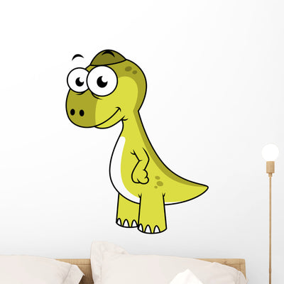Cute Illustration Pachycephalosaurus Dinosaur Wall Decal Design 2 shown on a wall