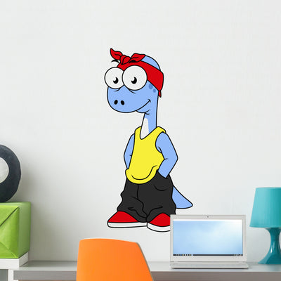 Illustration Brontosaurus Dressed Hip Wall Decal shown on a wall