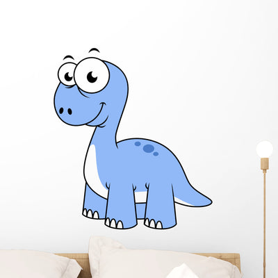 Cute Illustration Brontosaurus Wall Decal shown on a wall