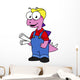 Illustration Stegosaurus Construction Worker Wall Decal