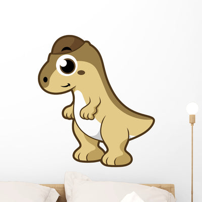 Cute Illustration Pachycephalosaurus Dinosaur Wall Decal Design 1 shown on a wall