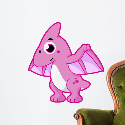 Cute Illustration Pterodactyl Wall Decal Design 2 shown on a wall