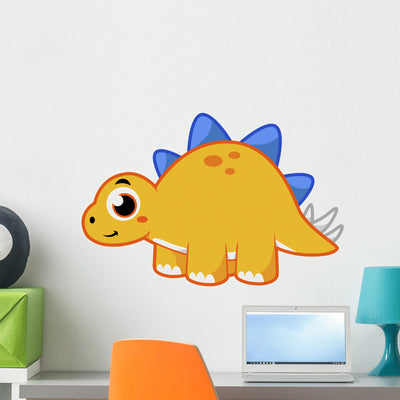 Cute Illustration Stegosaurus Wall Decal Design 6 shown on a wall