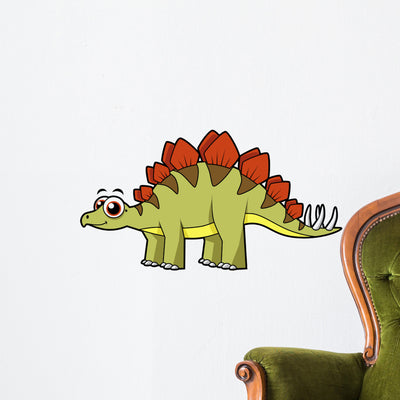 Cute Illustration Stegosaurus Dinosaur Wall Decal shown on a wall