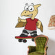 Illustration Pterosaur Skateboarding Wall Decal