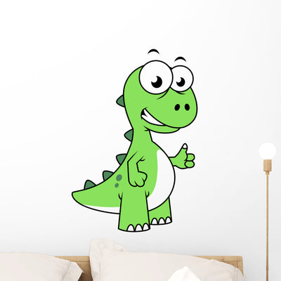 Cute Illustration Tyrannosaurus Rex Wall Decal Design 2 shown on a wall