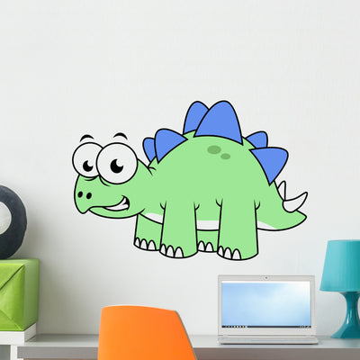 Cute Illustration Stegosaurus Wall Decal Design 5 shown on a wall