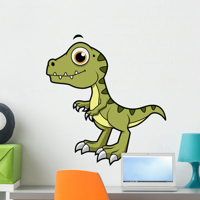 Cute Illustration Tyrannosaurus Rex Wall Decal Design 1 shown on a wall