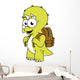 Illustration Triceratops with Backpack Wall Decal