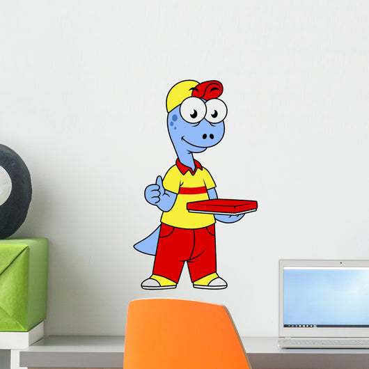 Illustration Brontosaurus Delivery Person Wall Decal