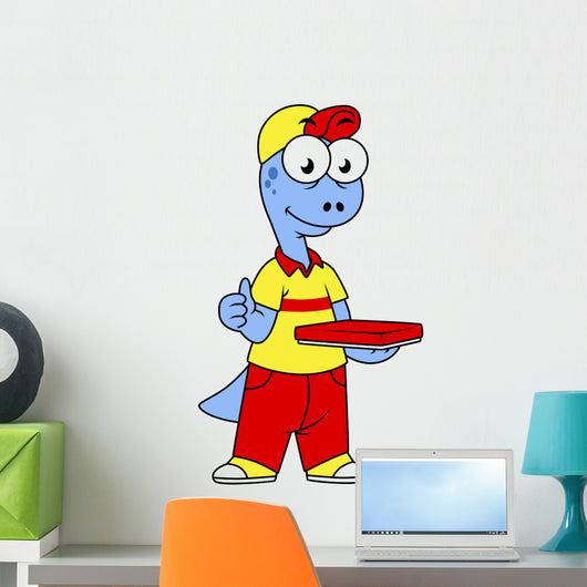 Illustration Brontosaurus Delivery Person Wall Decal