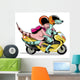 Illustration Two Raptors Riding Wall Decal