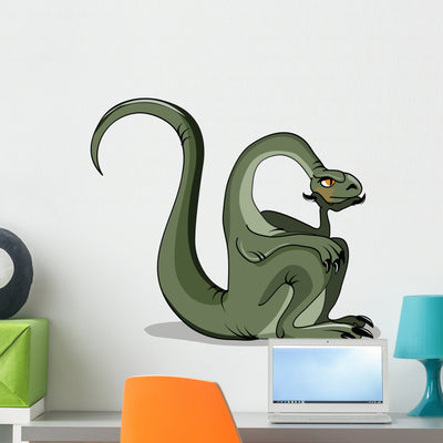 Illustration Brontosaurus Thinking Wall Decal shown on a wall