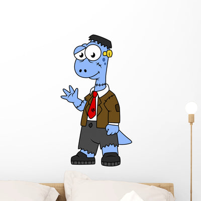 Illustration Brontosaur Dressed up Wall Decal shown on a wall