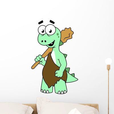 Cartoon Illustration Tyrannosaurus Rex Wall Decal shown on a wall