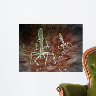 Microscopic Bacteriophages Surface Bacteria Wall Decal shown on a wall