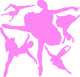 Pink Ballet Silhouette Set Wall Decal Stickers Wall Decal