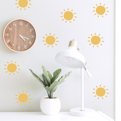 Smiling Sun Nursery Wall Stickers — Playful Peel and Stick Decal Set