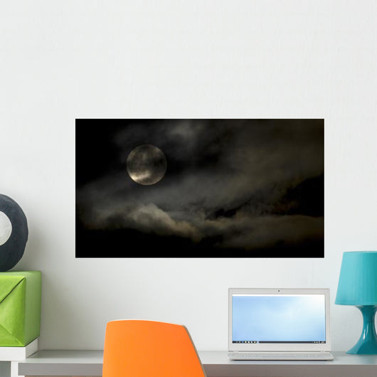 Harvest Moon through Clouds Wall Decal