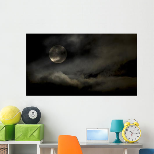 Harvest Moon through Clouds Wall Decal