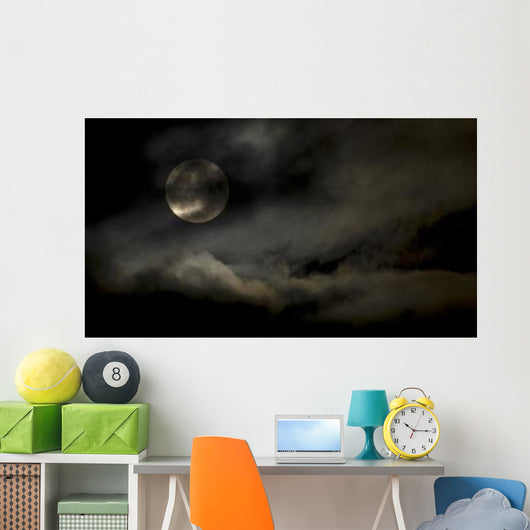 Harvest Moon through Clouds Wall Decal