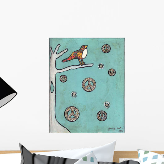 Peace Sign Bird Wall Decal