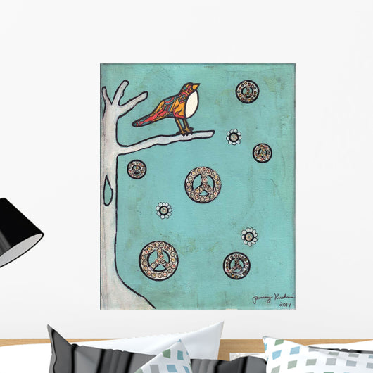 Peace Sign Bird Wall Decal