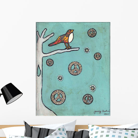 Peace Sign Bird Wall Decal
