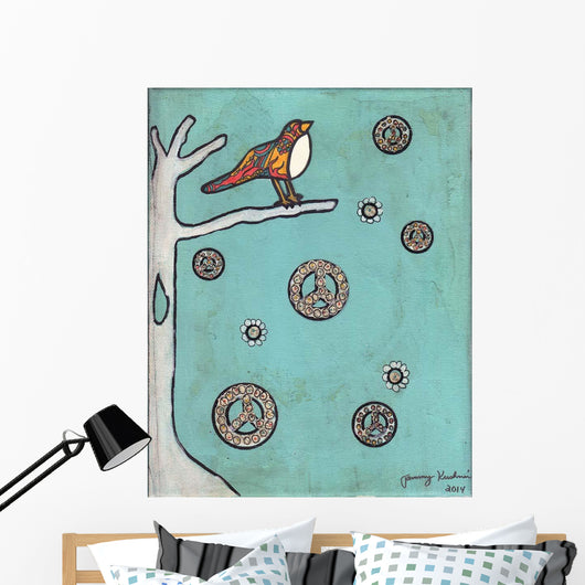 Peace Sign Bird Wall Decal