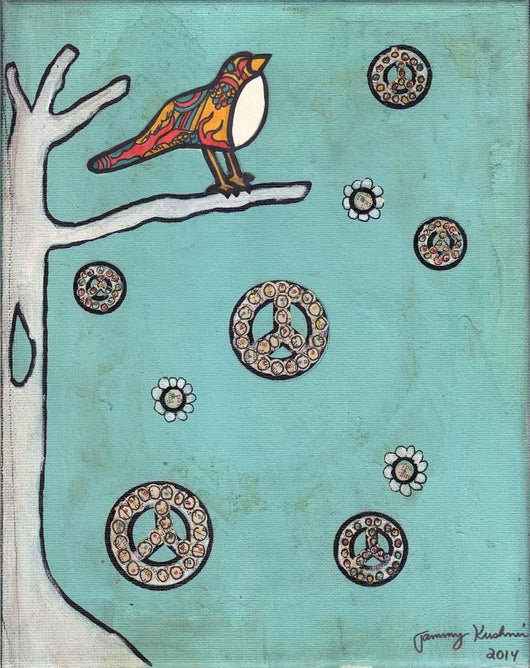 Peace Sign Bird Wall Decal