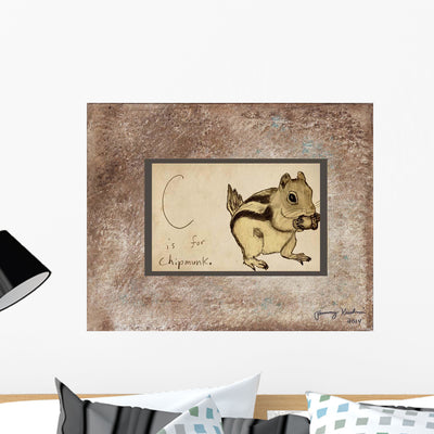 C Is for Chipmunk Wall Decal shown on a wall
