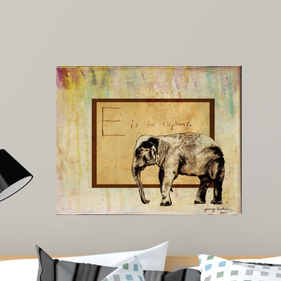 E Is for Elephant Wall Decal shown on a wall
