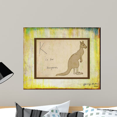 K Is for Kangaroo Wall Decal shown on a wall