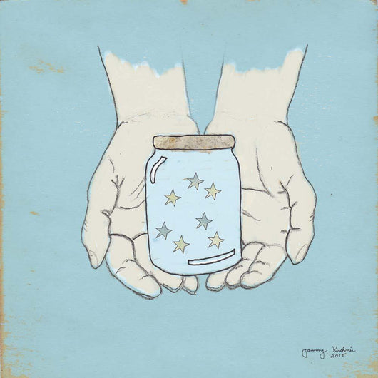 Jar Wishes Blue Wall Decal