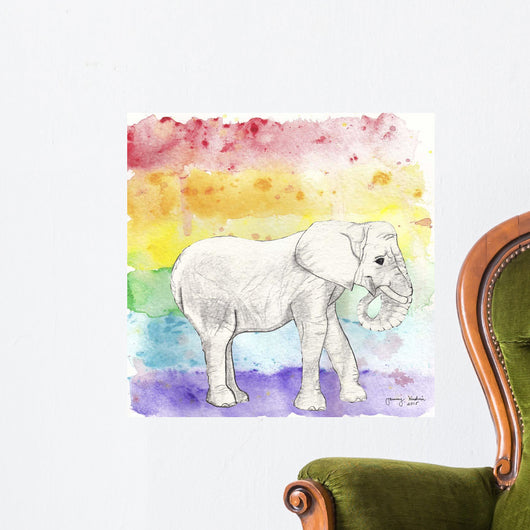 Rainbow Elephant Wall Decal