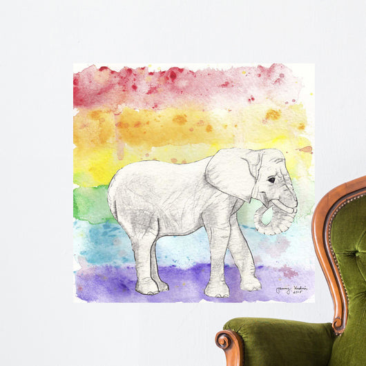 Rainbow Elephant Wall Decal