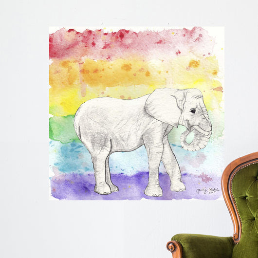 Rainbow Elephant Wall Decal
