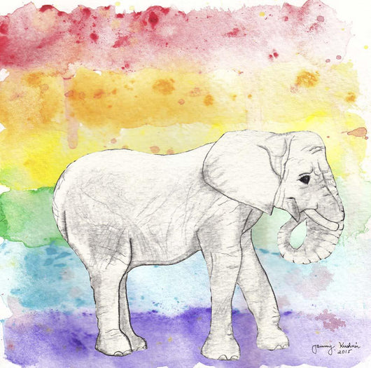 Rainbow Elephant Wall Decal