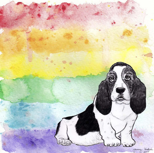 Rainbow Basset Hound Wall Decal