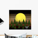 Nighttime Forest with Wolf Wall Decal
