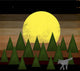 Nighttime Forest with Wolf Wall Decal