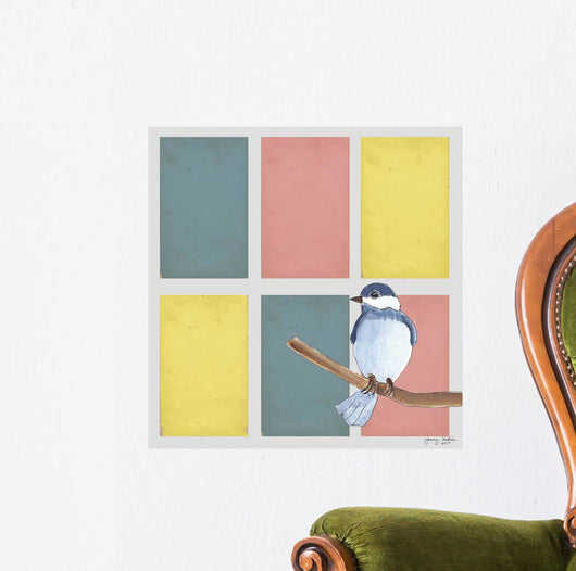 Rectangles and Blue Bird Wall Decal