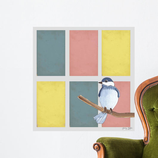 Rectangles and Blue Bird Wall Decal