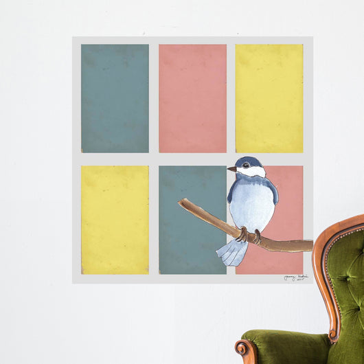 Rectangles and Blue Bird Wall Decal