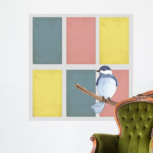 Rectangles and Blue Bird Wall Decal