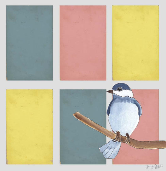 Rectangles and Blue Bird Wall Decal